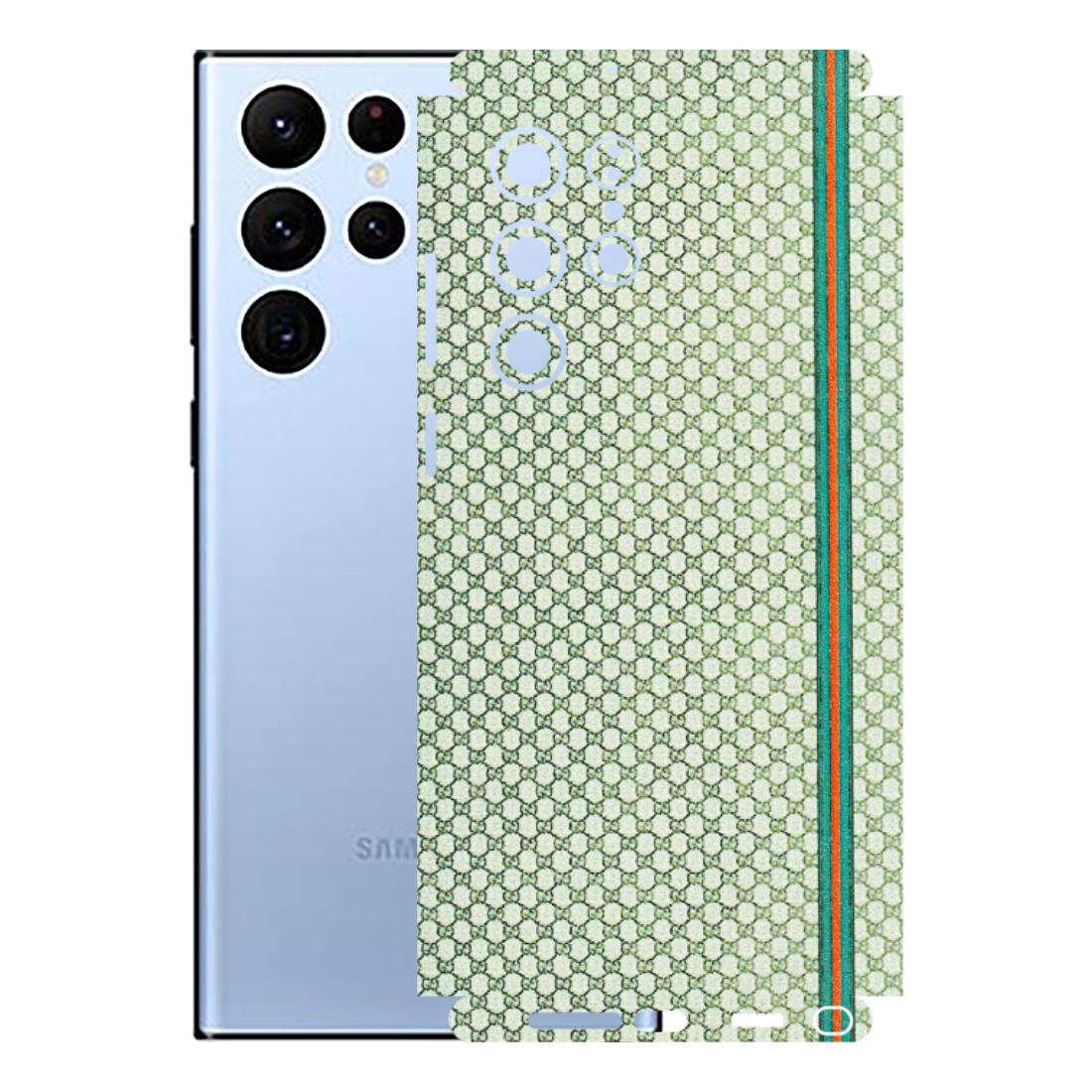 Samsung A/S Series Phone Skins (All Models) - Gucci Fabric Pattern - 3D Embossed Finish (L-73) Samsung Galaxy S22 Ultra