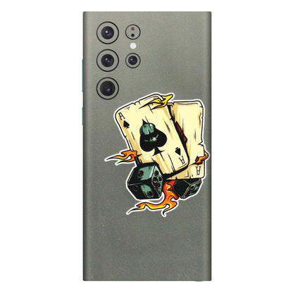 Samsung A/S Series Phone Skins (All Models) - Grey Cards Of Ace - 3D Embossed Finish (L-77) Samsung Galaxy S22 Ultra