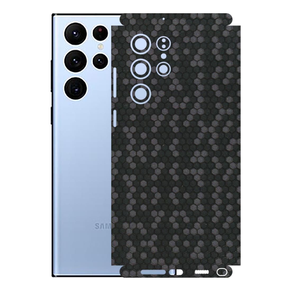 Samsung A/S Series Phone Skins (All Models) - Black Grey Honeycomb Sober - 3D Embossed Finish (L-85) Samsung Galaxy S22 Ultra