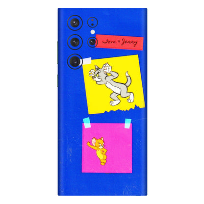 Samsung A/S Series Phone Skins (All Models) - Tom N Jerry Sticky Notes - 3D Embossed Finish (L-88) Samsung Galaxy S22 Ultra