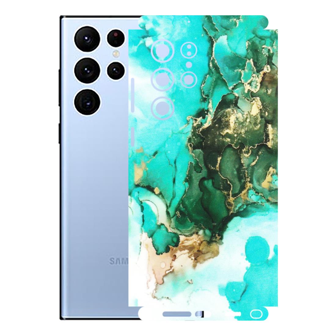 Samsung A/S Series Phone Skins (All Models) - The Blue Gold Marble - Matte Finish (M-124) Samsung Galaxy S22 Ultra