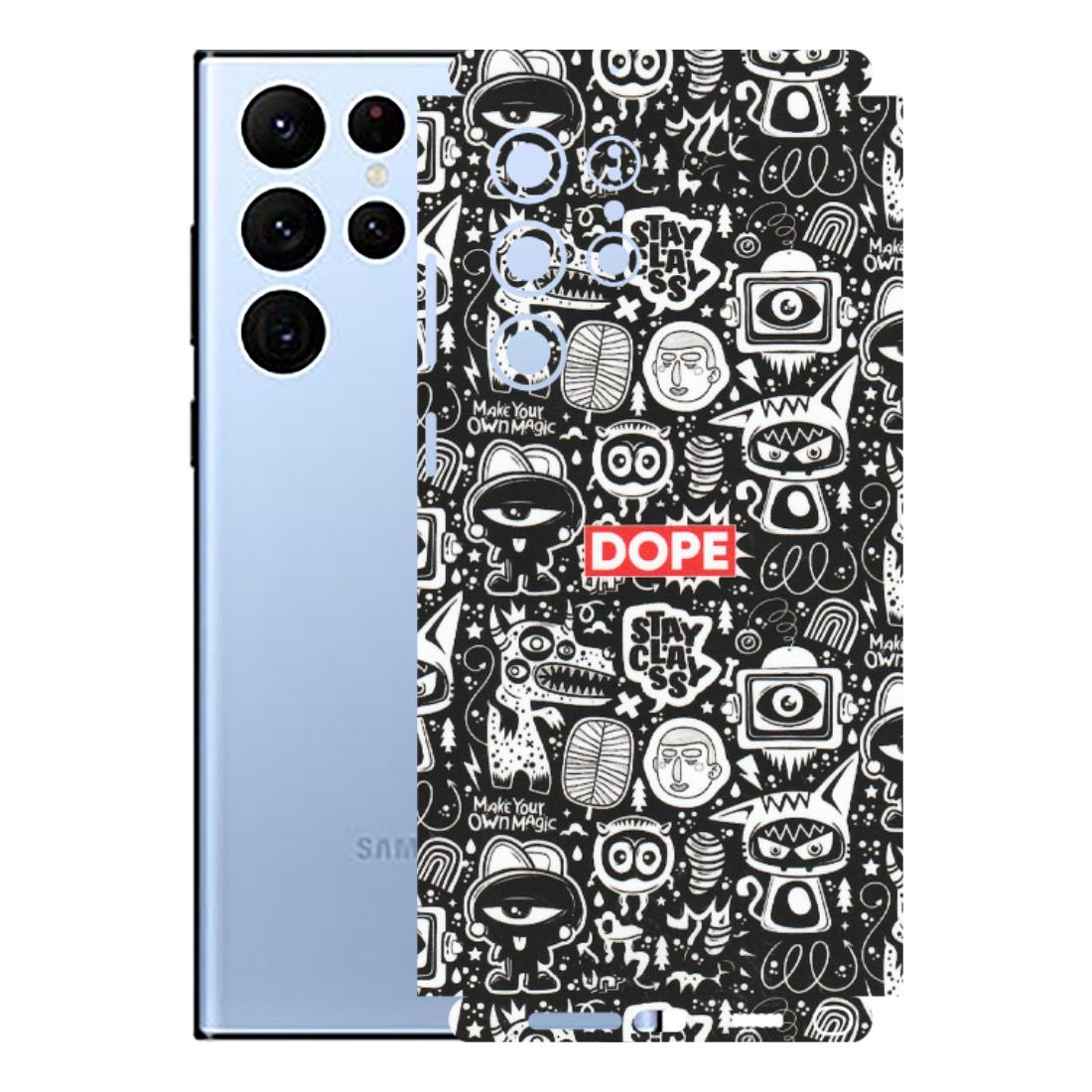 Samsung A/S Series Phone Skins (All Models) - Dope Stay Classy Black Doodles - Matte Finish (M-126) Samsung Galaxy S22 Ultra