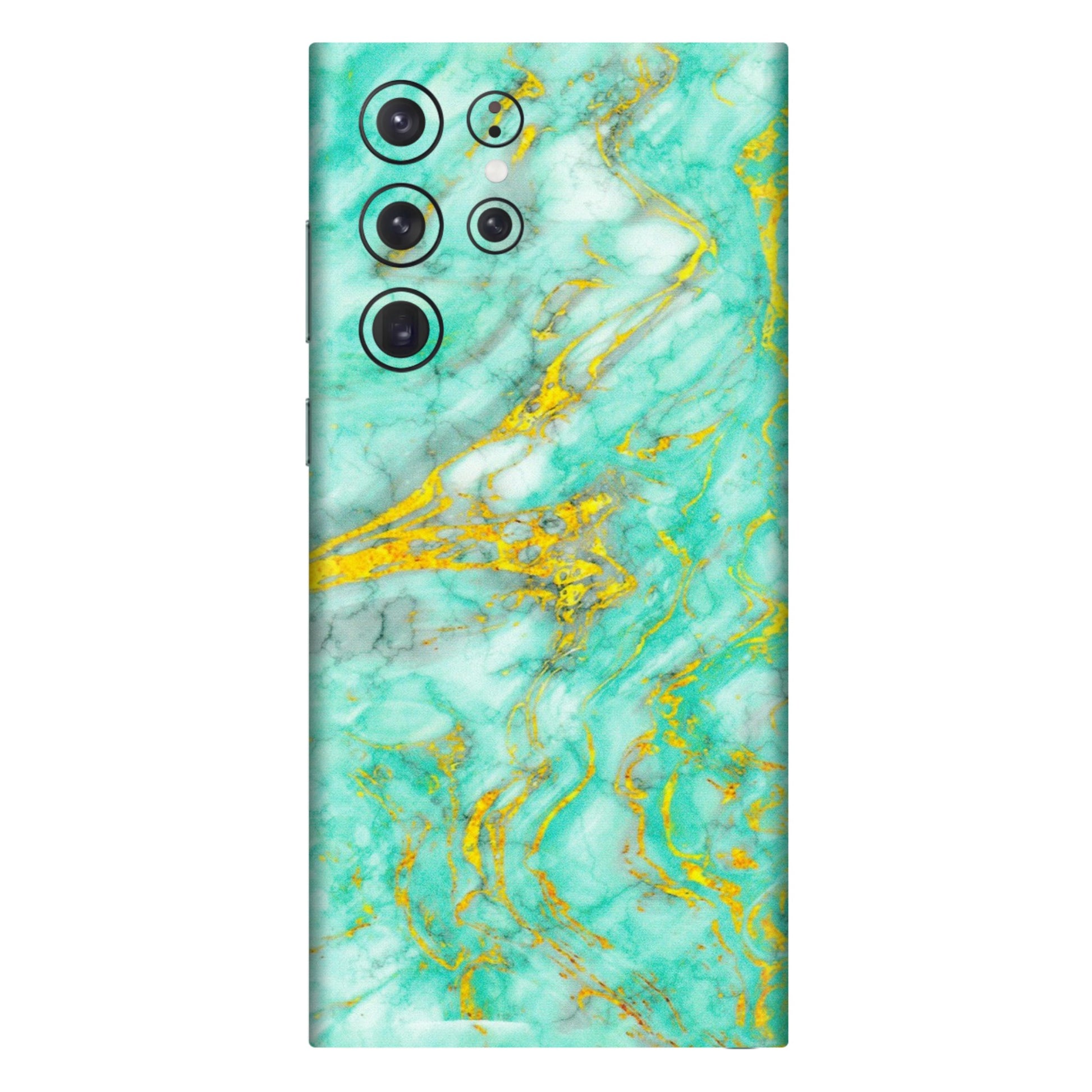 Samsung A/S Series Phone Skins (All Models) - Green And Gold Marble Feel - Matte Finish (M-16) Samsung Galaxy S22 Ultra