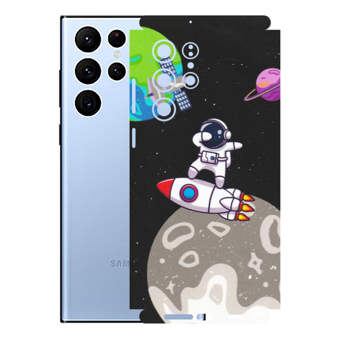 Samsung A/S Series Phone Skins (All Models) - Astronaut Vibing Toon Running - Matte Finish (M-39) Samsung Galaxy S22 Ultra
