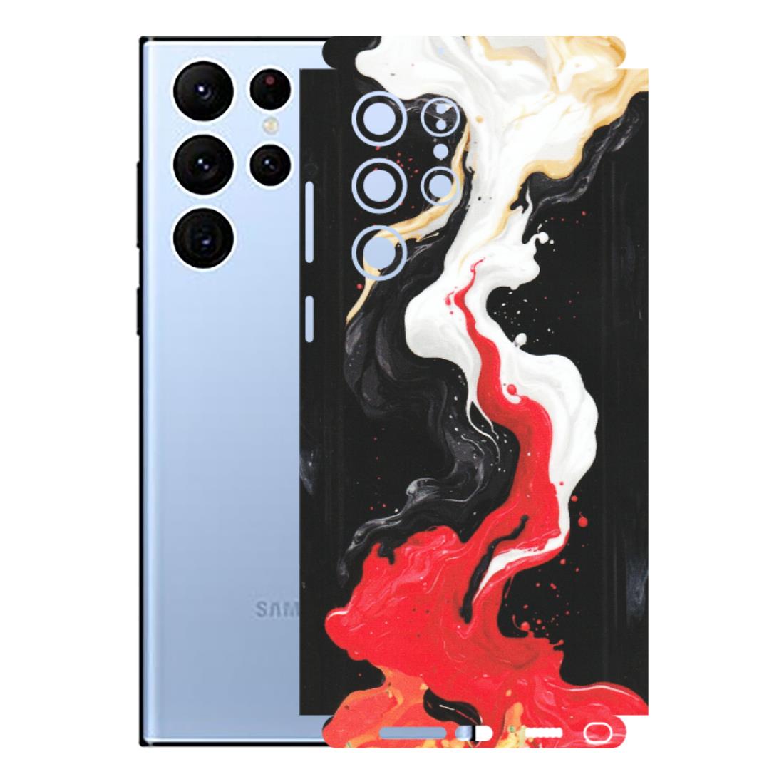 Samsung A/S Series Phone Skins (All Models) - Black Red White Paint Splash Fusion - Matte Finish (M-56) Samsung Galaxy S22 Ultra