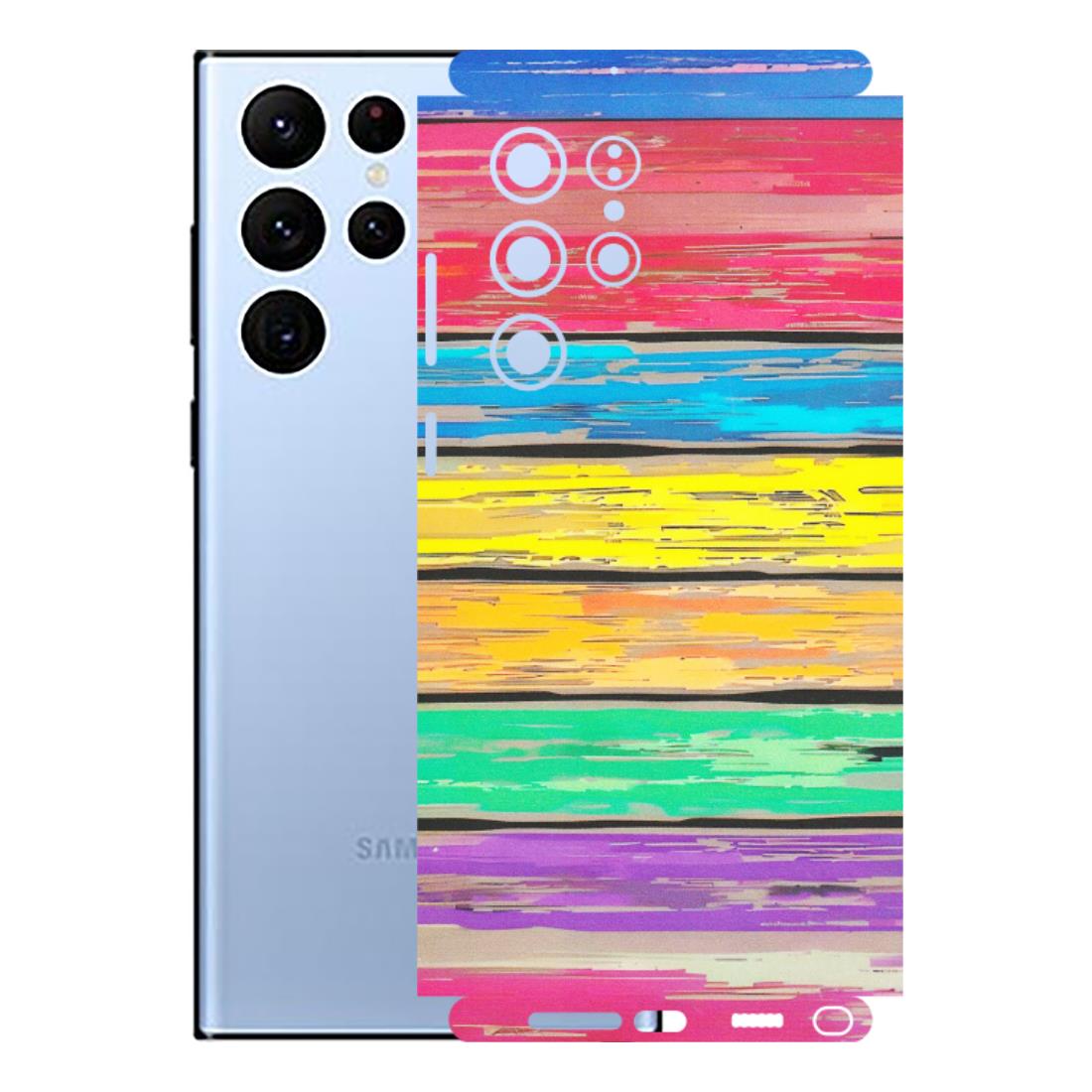 Samsung A/S Series Phone Skins (All Models) - Multi Colour Wooden Wall - Matte Finish (M-96) Samsung Galaxy S22 Ultra