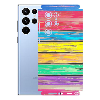 Samsung A/S Series Phone Skins (All Models) - Multi Colour Wooden Wall - Matte Finish (M-96) Samsung Galaxy S22 Ultra