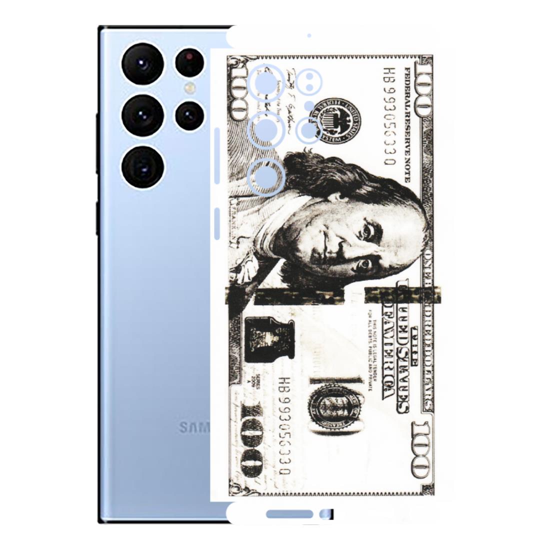 Samsung A/S Series Phone Skins (All Models) - 100 Dollar Currency - Transparent Finish (T-01) Samsung Galaxy S22 Ultra