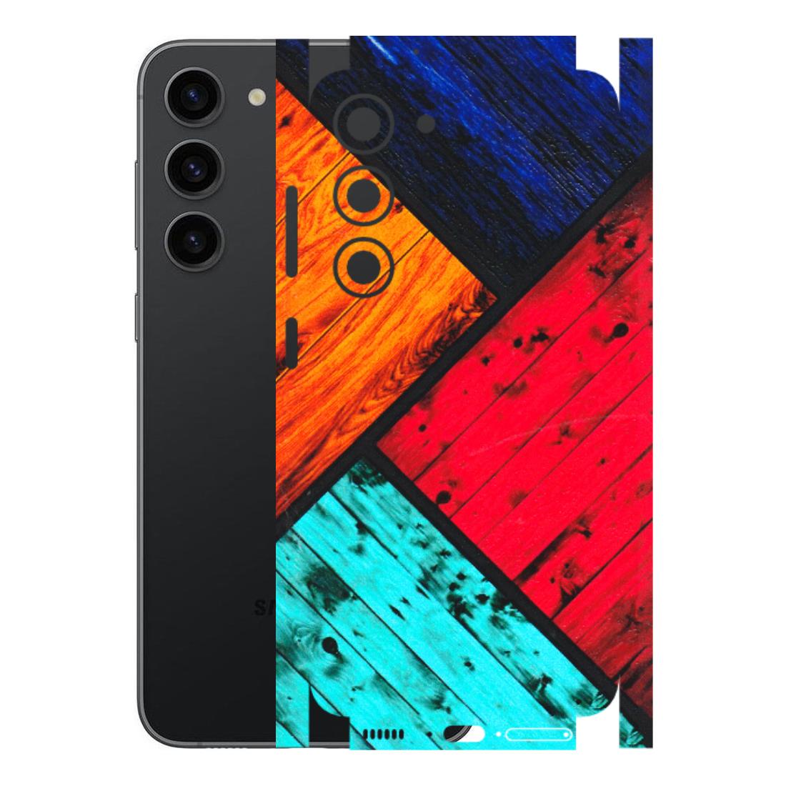Samsung A/S Series Phone Skins (All Models) - Colourful Wood Panels Abstract - 3D Embossed Finish (L-09) Samsung Galaxy S23 (5G)