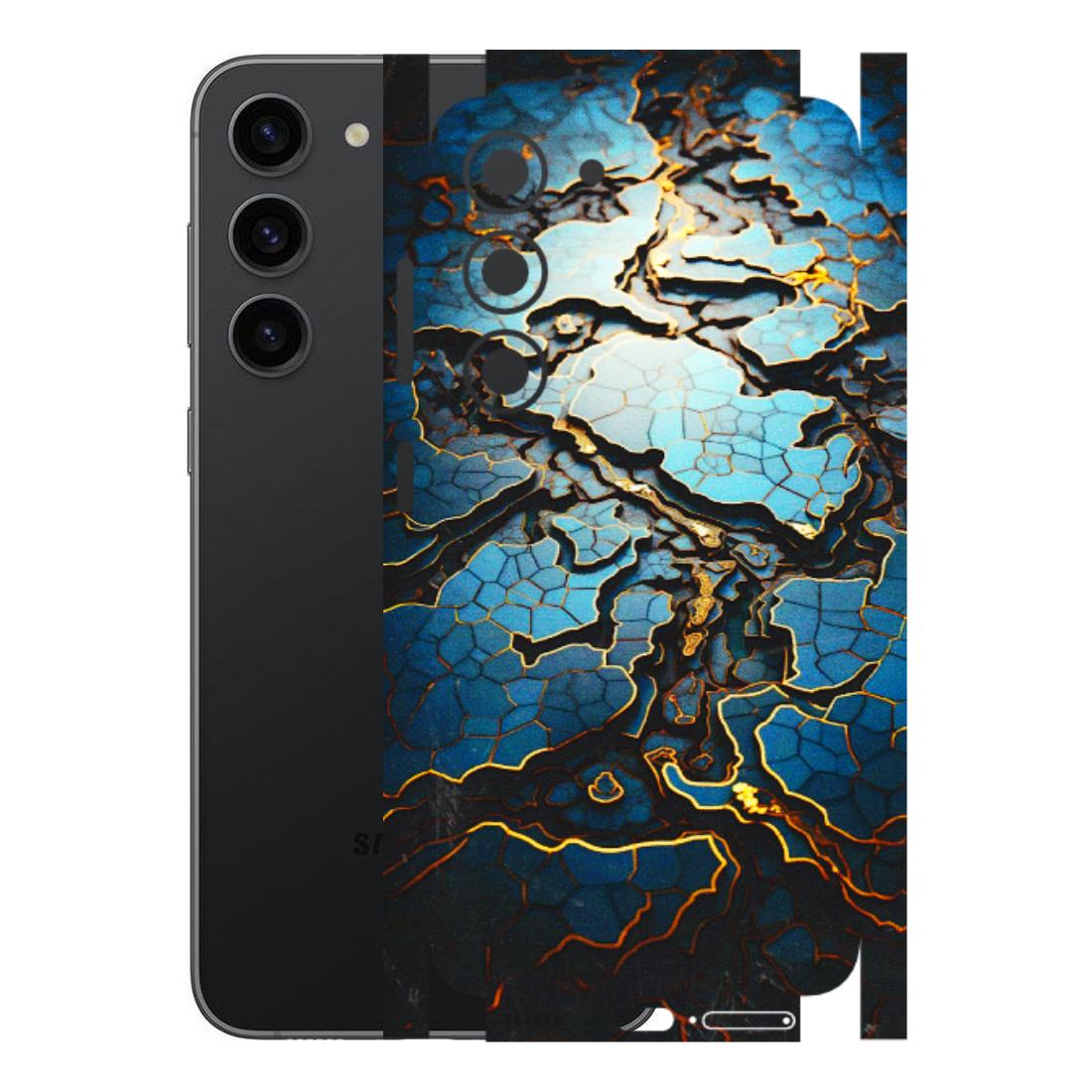 Samsung A/S Series Phone Skins (All Models) - Blue Gold Abstract - 3D Embossed Finish (L-11) Samsung Galaxy S23 (5G)