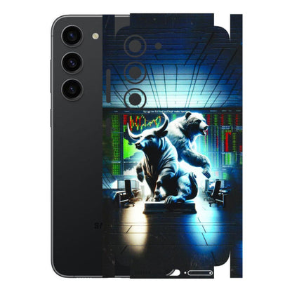 Samsung A/S Series Phone Skins (All Models) - Stock Market Sensex Bear vs Bulls - 3D Embossed Finish (L-15) Samsung Galaxy S23 (5G)