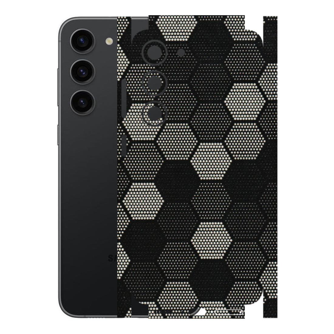 Samsung A/S Series Phone Skins (All Models) - Black & White Dotted Honeycomb Texture - 3D Embossed Finish (L-202) Samsung Galaxy S23 (5G)