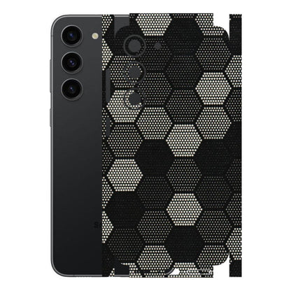 Samsung A/S Series Phone Skins (All Models) - Black & White Dotted Honeycomb Texture - 3D Embossed Finish (L-202) Samsung Galaxy S23 (5G)
