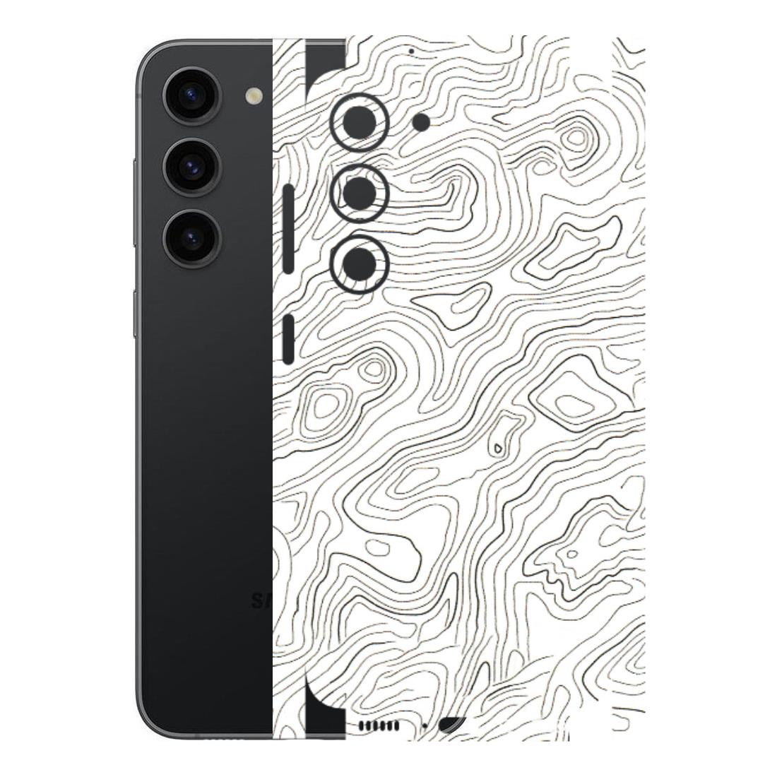 Samsung A/S Series Phone Skins (All Models) - White Black Swirls - 3D Embossed Finish (L-219) Samsung Galaxy S23 (5G)