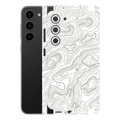 Samsung A/S Series Phone Skins (All Models) - White Black Swirls - 3D Embossed Finish (L-219) Samsung Galaxy S23 (5G)