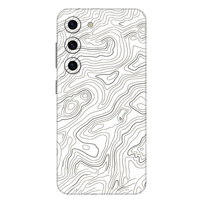 Samsung A/S Series Phone Skins (All Models) - White Black Swirls - 3D Embossed Finish (L-219) Samsung Galaxy S23 (5G)