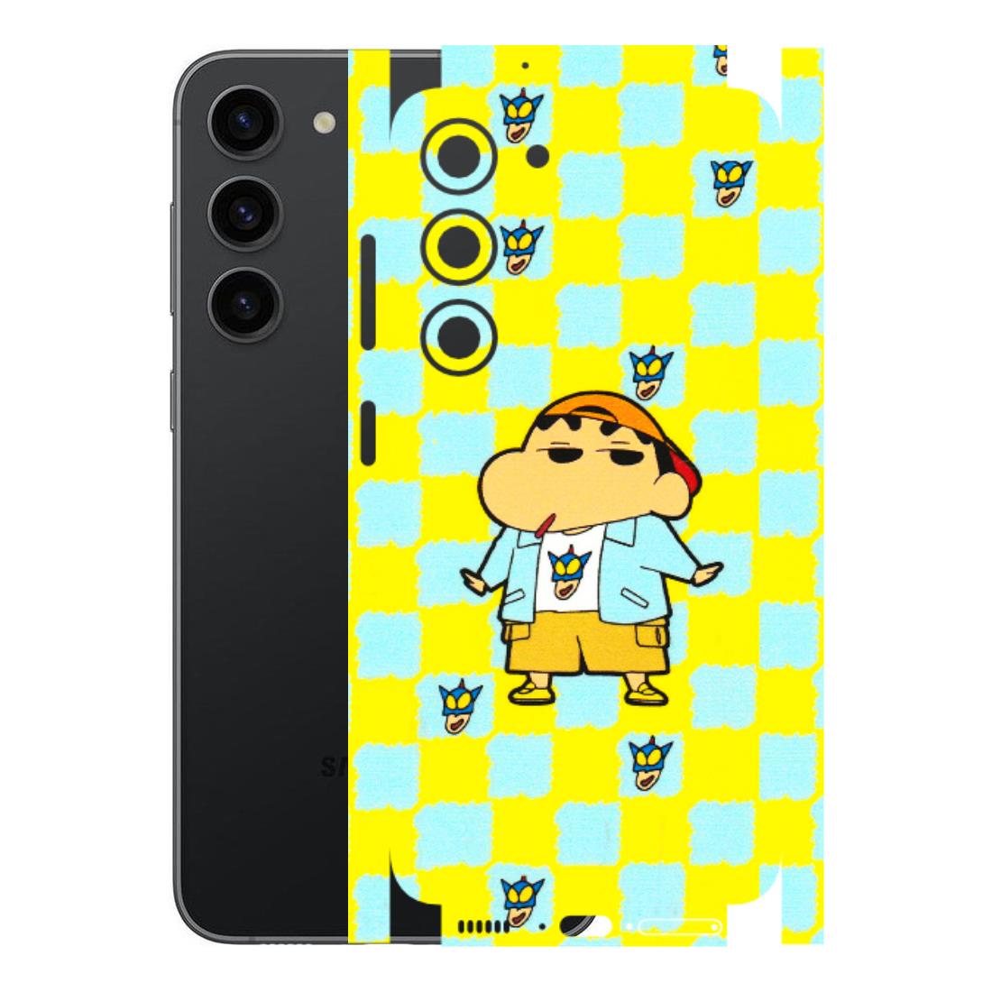 Samsung A/S Series Phone Skins (All Models) - Yellow Blue Shinchan Cute - 3D Embossed Finish (L-221) Samsung Galaxy S23 (5G)