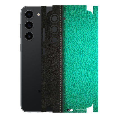 Samsung A/S Series Phone Skins (All Models) - Black Green Dual Leather Stich - 3D Embossed Finish (L-233) Samsung Galaxy S23 (5G)