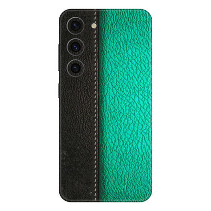 Samsung A/S Series Phone Skins (All Models) - Black Green Dual Leather Stich - 3D Embossed Finish (L-233) Samsung Galaxy S23 (5G)