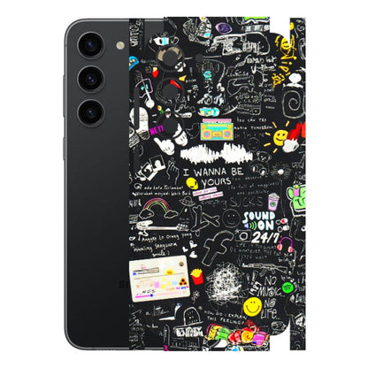 Samsung A/S Series Phone Skins (All Models) - Black Creatives Doodles - 3D Embossed Finish (L-311) Samsung Galaxy S23 (5G)