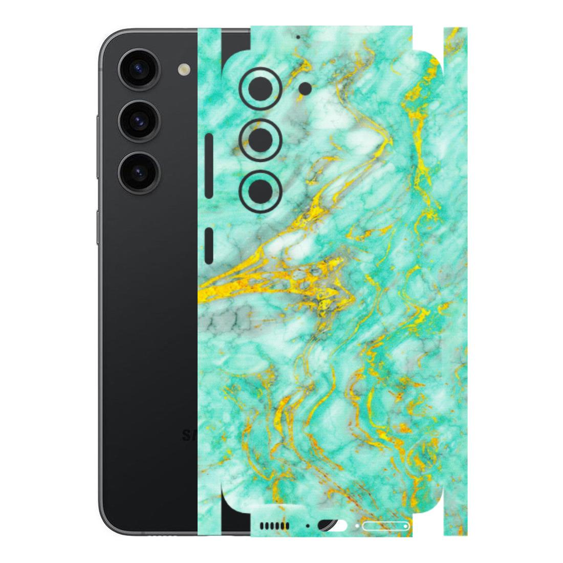 Samsung A/S Series Phone Skins (All Models) - Green And Gold Marble Feel - Matte Finish (M-16) Samsung Galaxy S23 (5G)