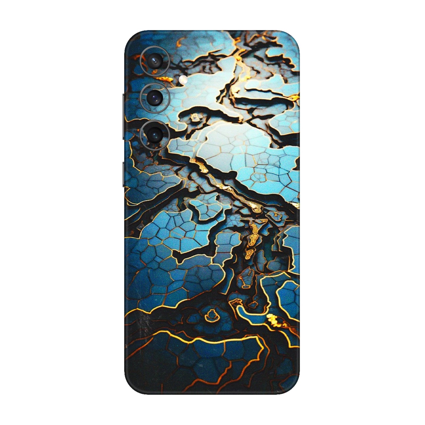 Samsung A/S Series Phone Skins (All Models) - Blue Gold Abstract - 3D Embossed Finish (L-11) Samsung Galaxy S23 FE (5G)