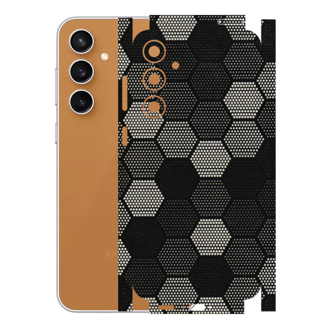 Samsung A/S Series Phone Skins (All Models) - Black & White Dotted Honeycomb Texture - 3D Embossed Finish (L-202) Samsung Galaxy S23 FE (5G)