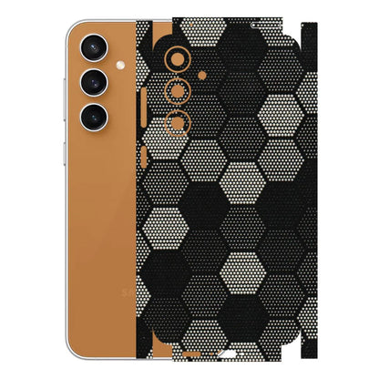 Samsung A/S Series Phone Skins (All Models) - Black & White Dotted Honeycomb Texture - 3D Embossed Finish (L-202) Samsung Galaxy S23 FE (5G)