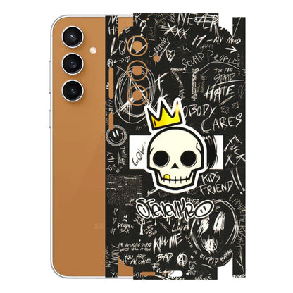 Samsung A/S Series Phone Skins (All Models) - Funny Skull Black Chalk Grafitti - 3D Embossed Finish (L-22) Samsung Galaxy S23 FE (5G)