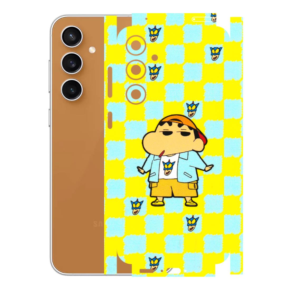 Samsung A/S Series Phone Skins (All Models) - Yellow Blue Shinchan Cute - 3D Embossed Finish (L-221) Samsung Galaxy S23 FE (5G)