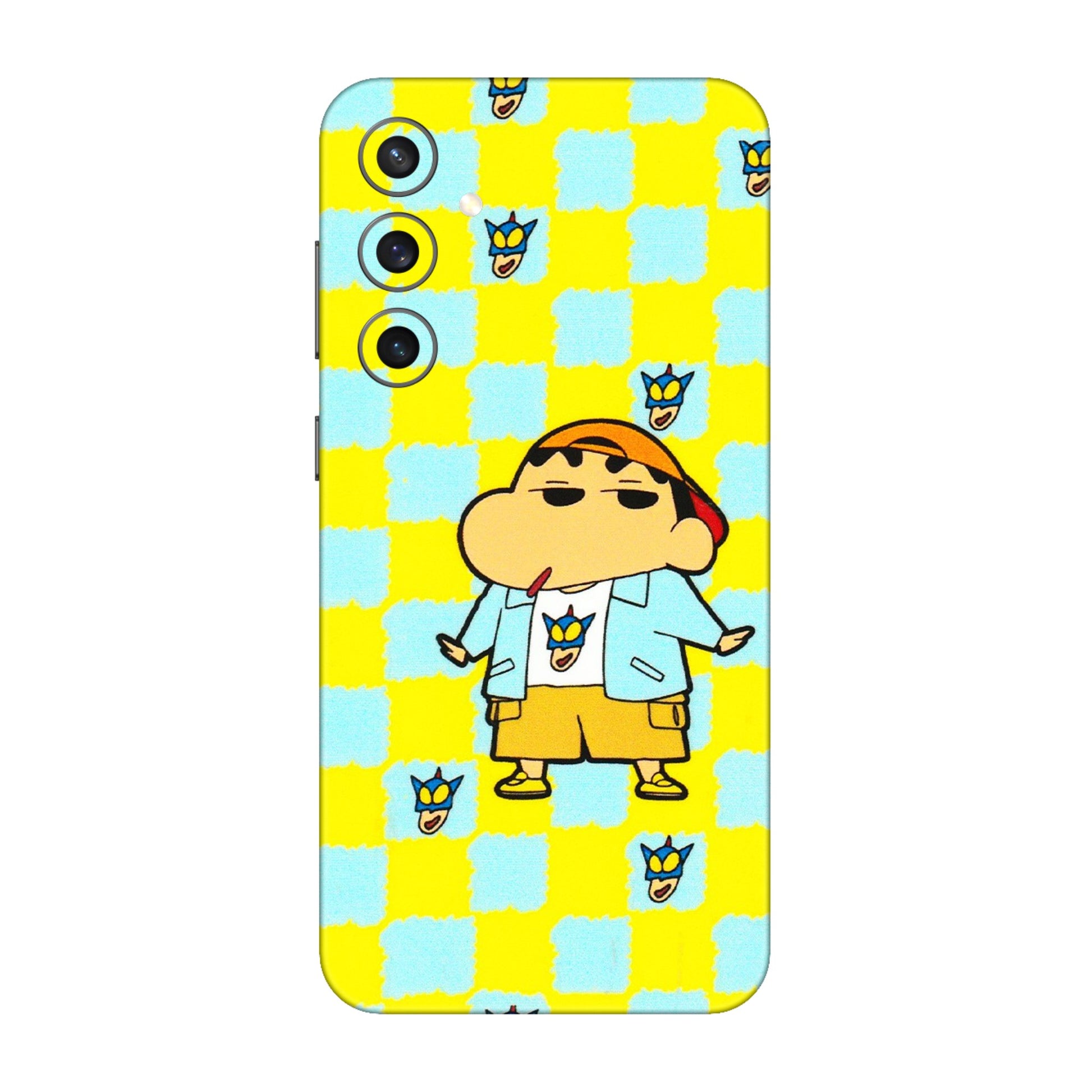 Samsung A/S Series Phone Skins (All Models) - Yellow Blue Shinchan Cute - 3D Embossed Finish (L-221) Samsung Galaxy S23 FE (5G)