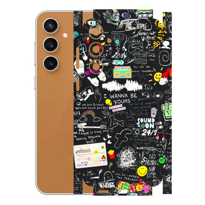 Samsung A/S Series Phone Skins (All Models) - Black Creatives Doodles - 3D Embossed Finish (L-311) Samsung Galaxy S23 FE (5G)