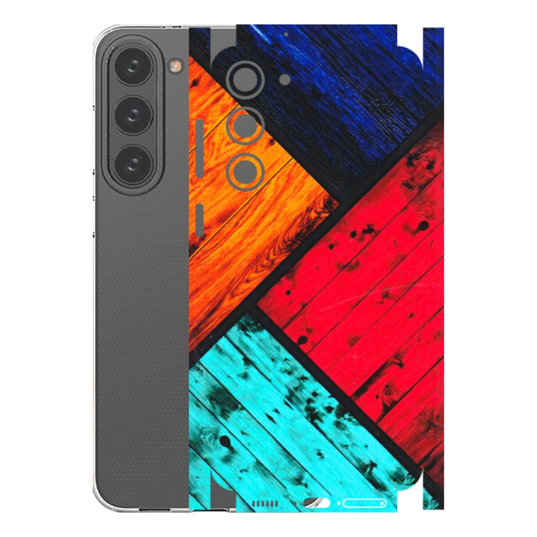 Samsung A/S Series Phone Skins (All Models) - Colourful Wood Panels Abstract - 3D Embossed Finish (L-09) Samsung Galaxy S23 Plus (5G)
