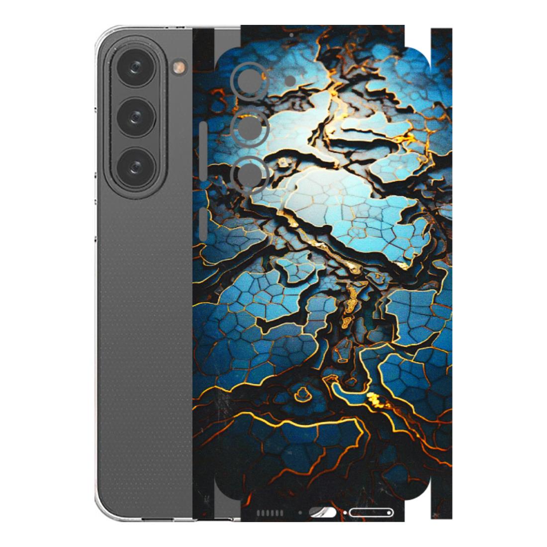 Samsung A/S Series Phone Skins (All Models) - Blue Gold Abstract - 3D Embossed Finish (L-11) Samsung Galaxy S23 Plus (5G)