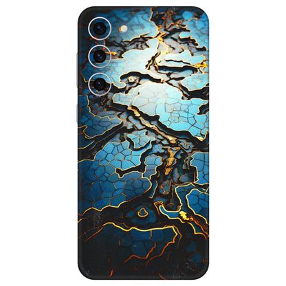 Samsung A/S Series Phone Skins (All Models) - Blue Gold Abstract - 3D Embossed Finish (L-11) Samsung Galaxy S23 Plus (5G)