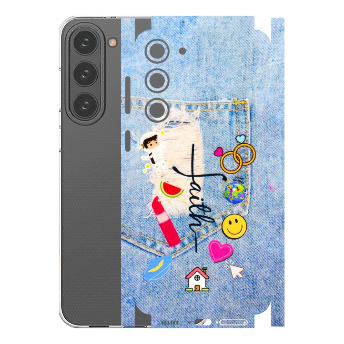 Samsung A/S Series Phone Skins (All Models) - Denim Jeans Pocket - 3D Embossed Finish (L-134) Samsung Galaxy S23 Plus (5G)