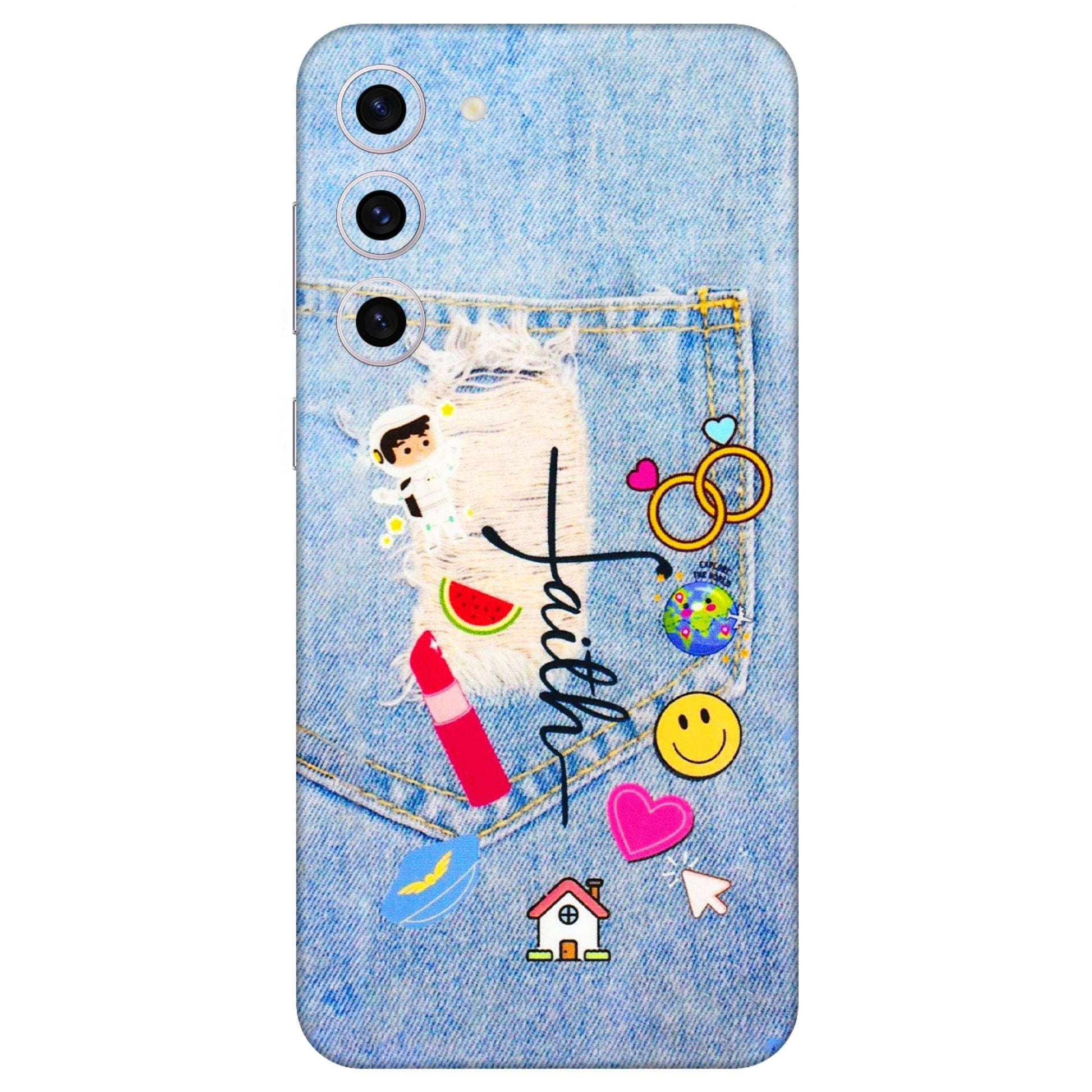 Samsung A/S Series Phone Skins (All Models) - Denim Jeans Pocket - 3D Embossed Finish (L-134) Samsung Galaxy S23 Plus (5G)