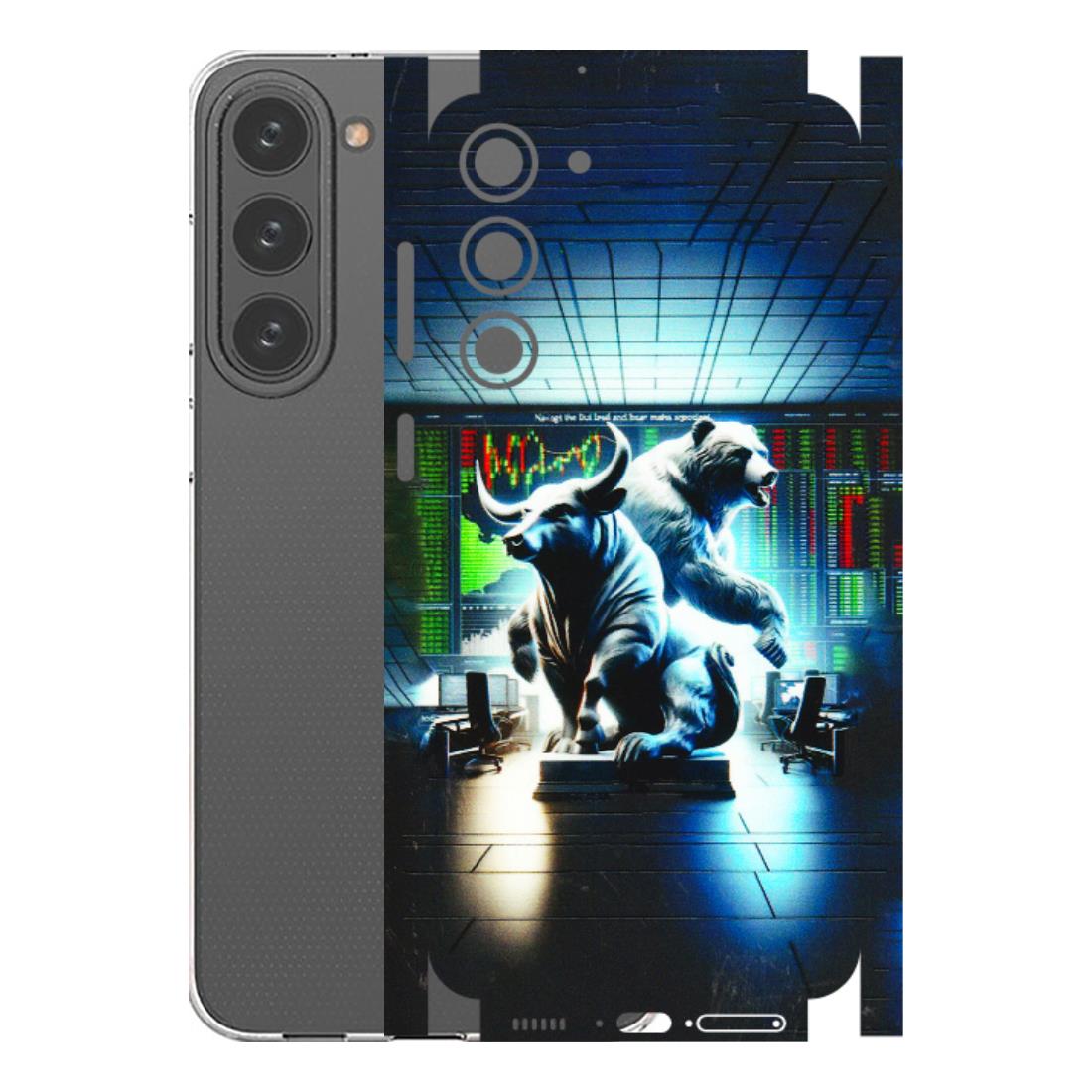 Samsung A/S Series Phone Skins (All Models) - Stock Market Sensex Bear vs Bulls - 3D Embossed Finish (L-15) Samsung Galaxy S23 Plus (5G)