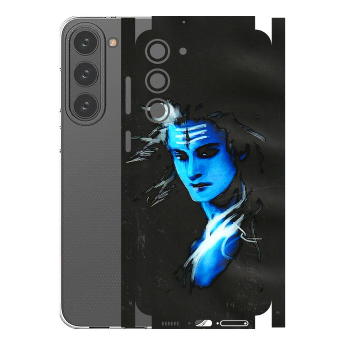 Samsung A/S Series Phone Skins (All Models) - Har Har Mahadev Blue/Black - 3D Embossed Finish (L-185) Samsung Galaxy S23 Plus (5G)