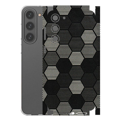 Samsung A/S Series Phone Skins (All Models) - Black & White Dotted Honeycomb Texture - 3D Embossed Finish (L-202) Samsung Galaxy S23 Plus (5G)