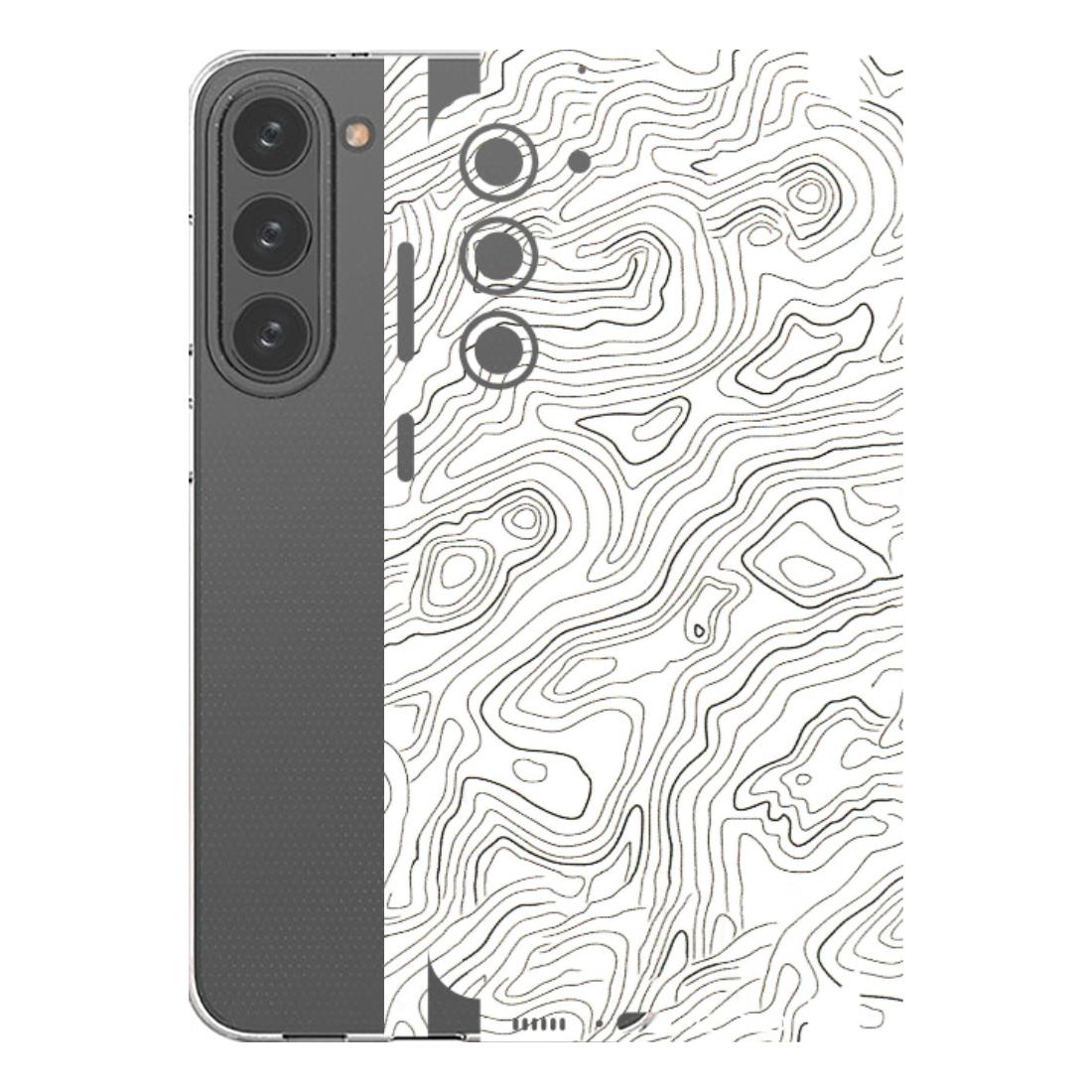 Samsung A/S Series Phone Skins (All Models) - White Black Swirls - 3D Embossed Finish (L-219) Samsung Galaxy S23 Plus (5G)
