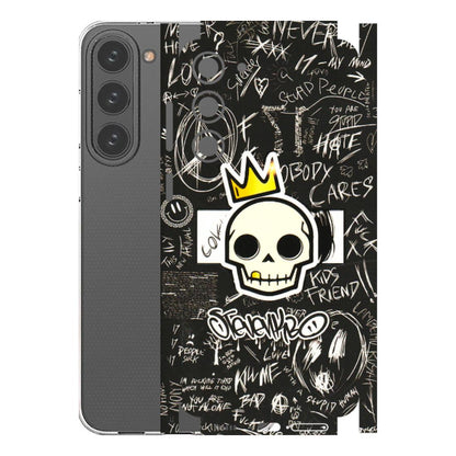 Samsung A/S Series Phone Skins (All Models) - Funny Skull Black Chalk Grafitti - 3D Embossed Finish (L-22) Samsung Galaxy S23 Plus (5G)