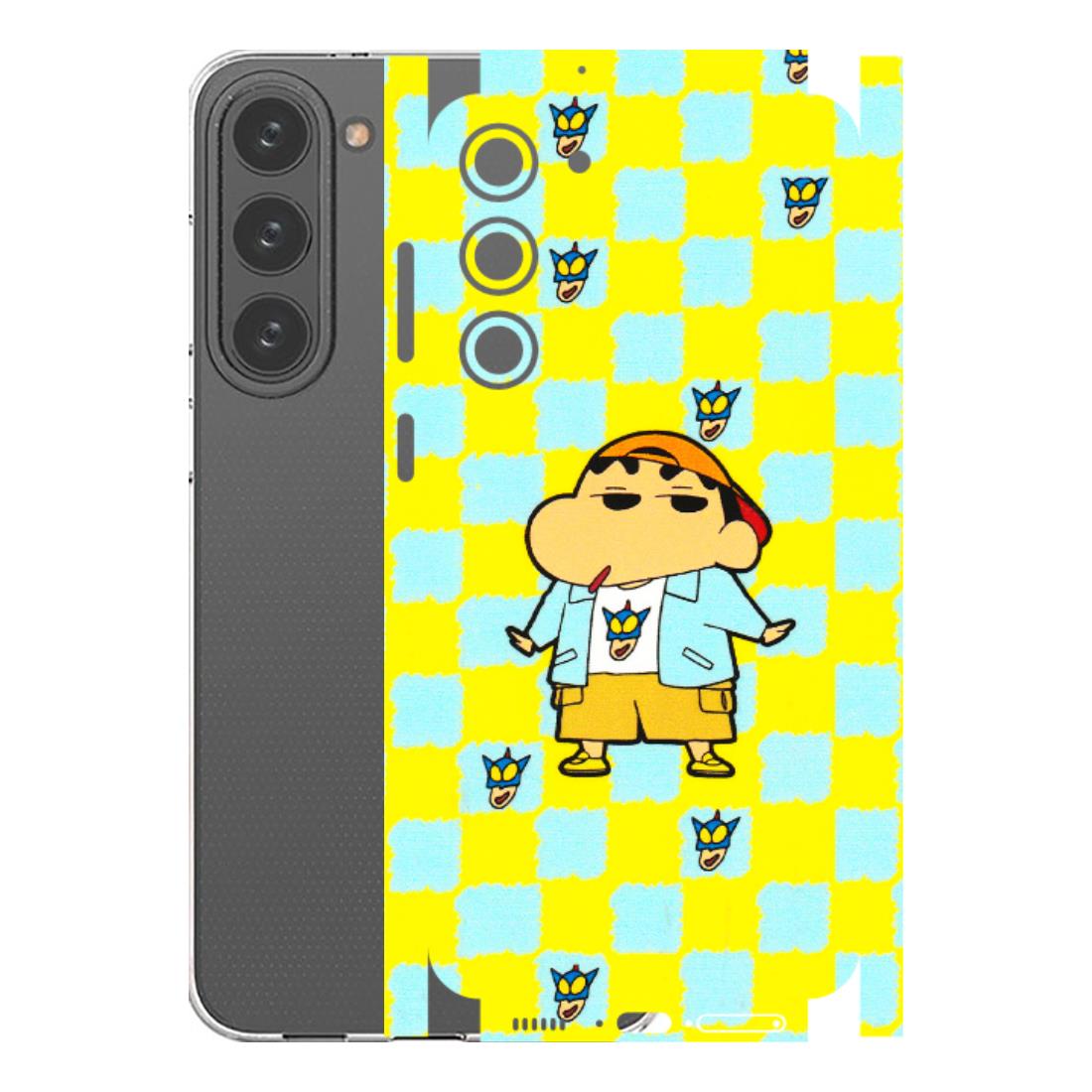 Samsung A/S Series Phone Skins (All Models) - Yellow Blue Shinchan Cute - 3D Embossed Finish (L-221) Samsung Galaxy S23 Plus (5G)