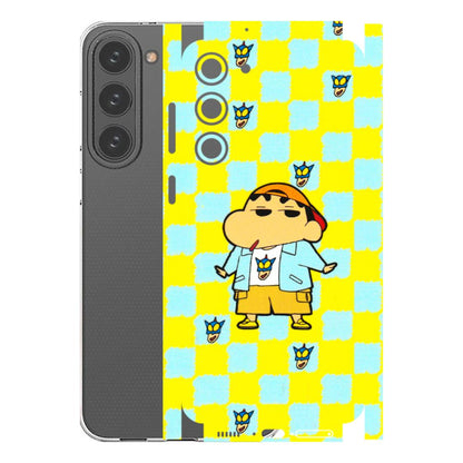 Samsung A/S Series Phone Skins (All Models) - Yellow Blue Shinchan Cute - 3D Embossed Finish (L-221) Samsung Galaxy S23 Plus (5G)