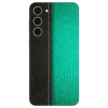 Samsung A/S Series Phone Skins (All Models) - Black Green Dual Leather Stich - 3D Embossed Finish (L-233) Samsung Galaxy S23 Plus (5G)