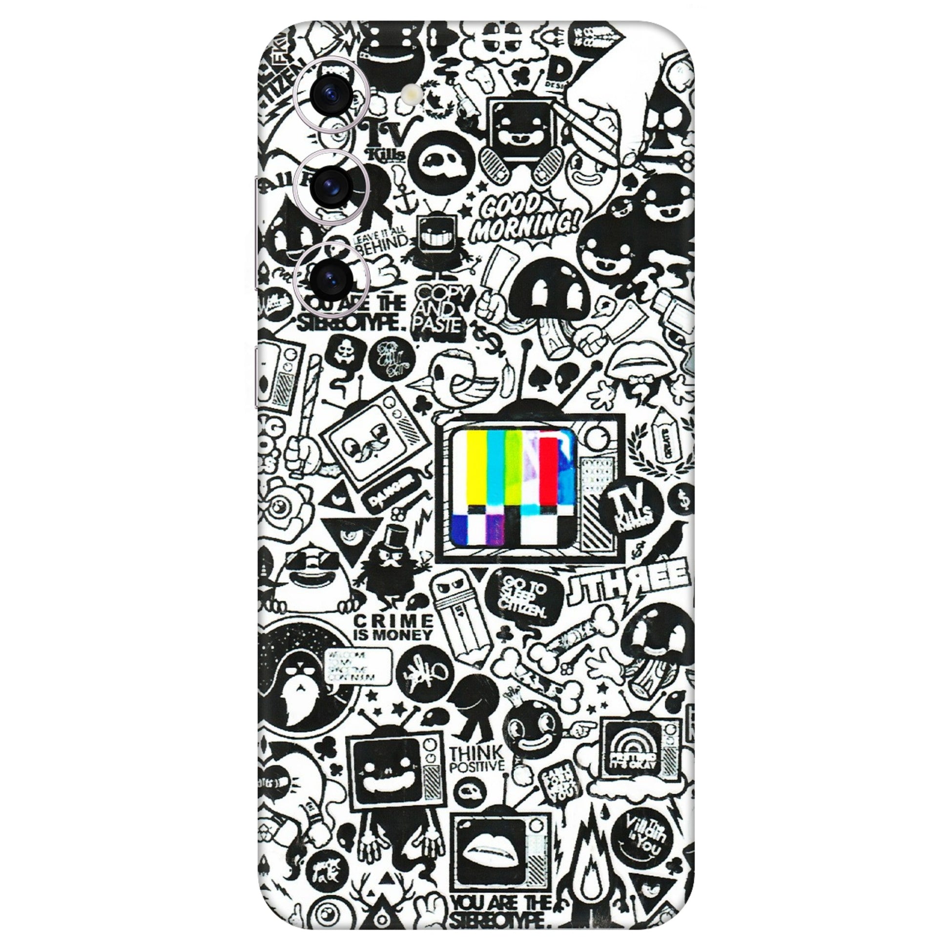 Samsung A/S Series Phone Skins (All Models) - Doodles Positive Art - 3D Embossed Finish (L-263) Samsung Galaxy S23 Plus (5G)