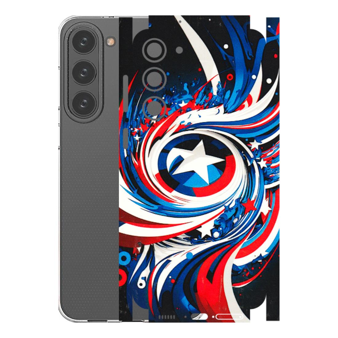 Samsung A/S Series Phone Skins (All Models) - Captain America Logo - 3D Embossed Finish (L-307) Samsung Galaxy S23 Plus (5G)