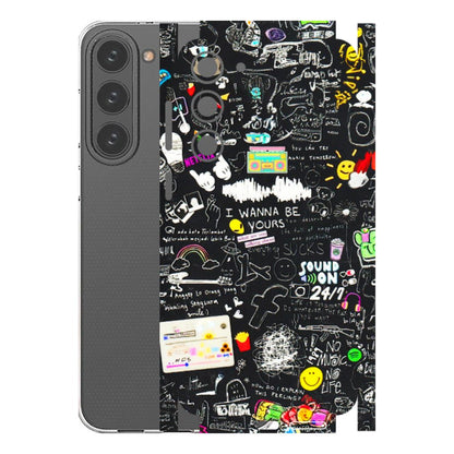 Samsung A/S Series Phone Skins (All Models) - Black Creatives Doodles - 3D Embossed Finish (L-311) Samsung Galaxy S23 Plus (5G)