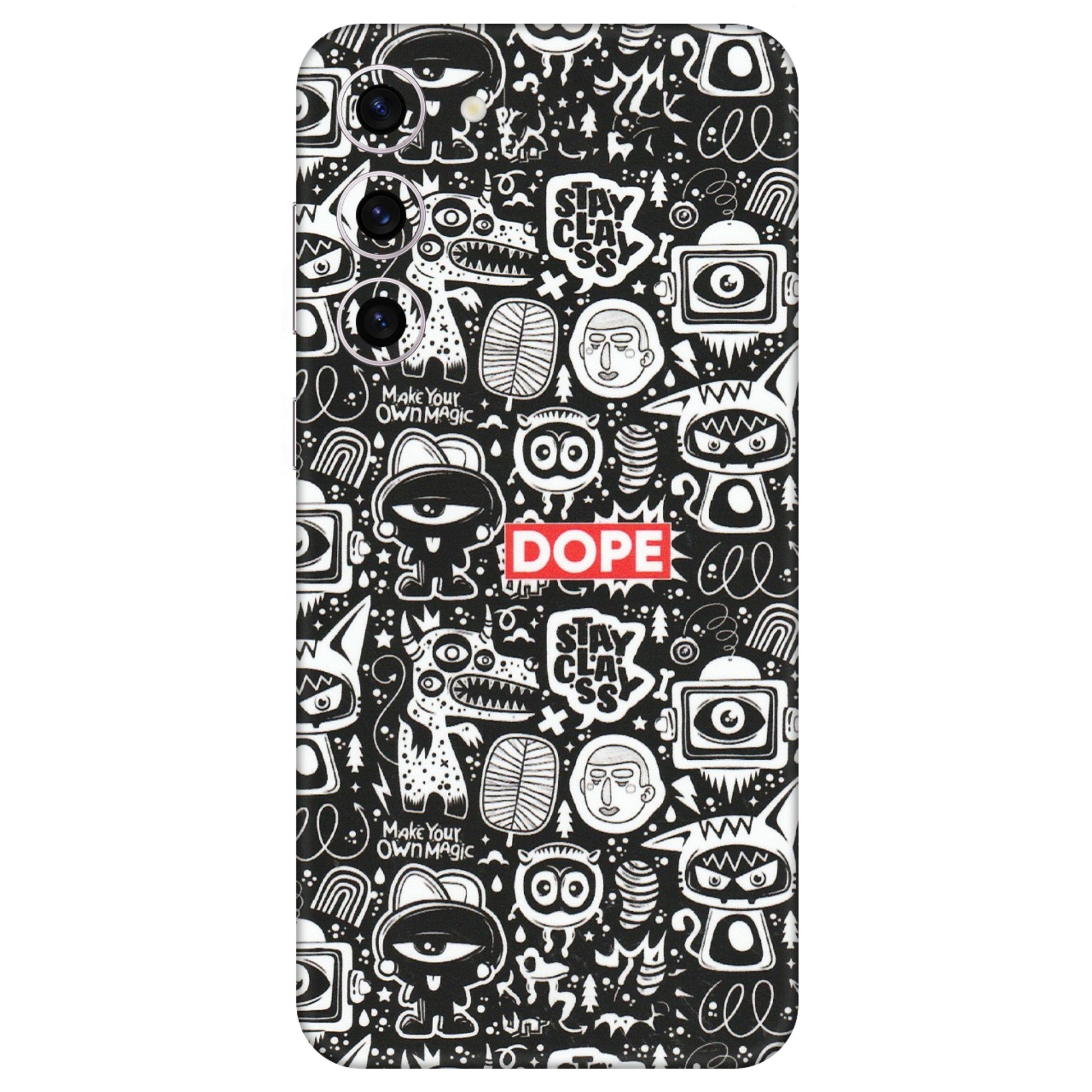 Samsung A/S Series Phone Skins (All Models) - Dope Stay Classy Black Doodles - Matte Finish (M-126) Samsung Galaxy S23 Plus (5G)