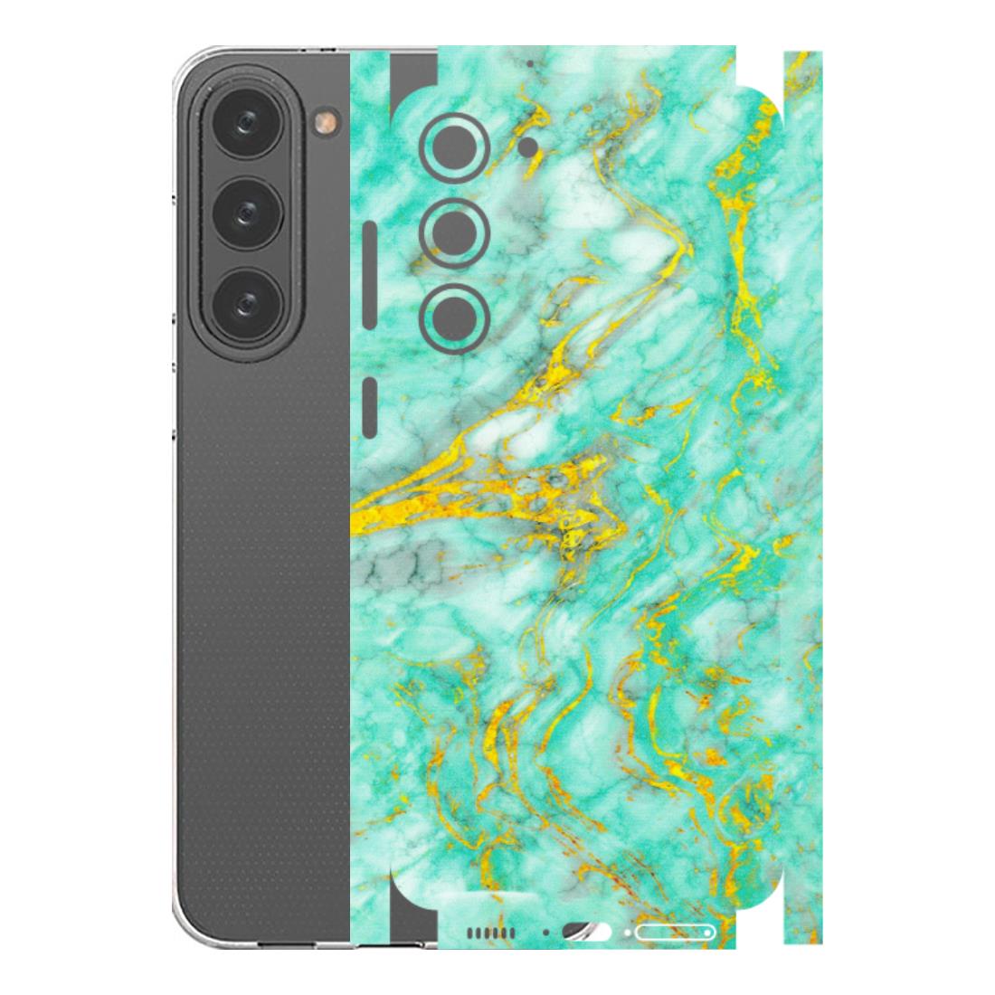 Samsung A/S Series Phone Skins (All Models) - Green And Gold Marble Feel - Matte Finish (M-16) Samsung Galaxy S23 Plus (5G)